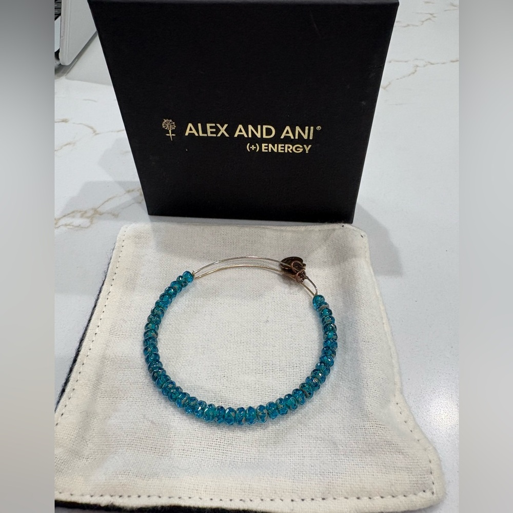 Alex and Ani Aqua Blue Crystal Beaded Bracelet